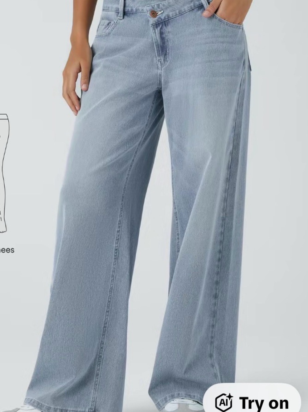 HALARA Pale Blue Wide-Leg Jeans